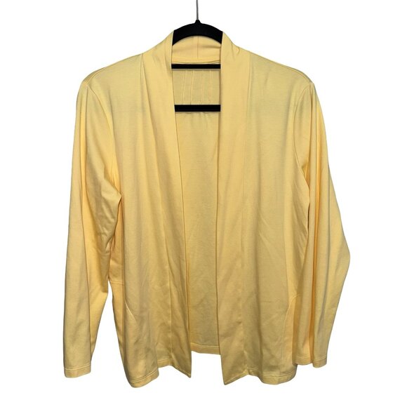 L.L Bean Yellow Tank Top and Matching Cardigan100% Supima Cotton Sz L Petite - Picture 7 of 13